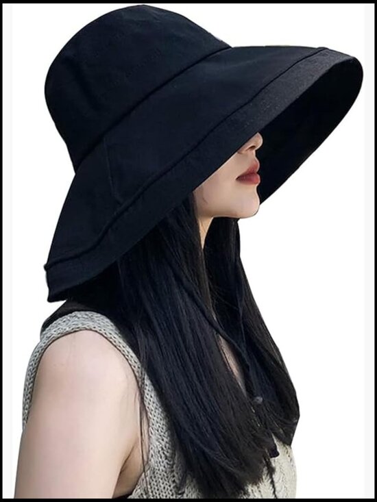 Wide Brim Bucket Hat Packable Travel UV Protection Adjustable Strap Casual main image 5